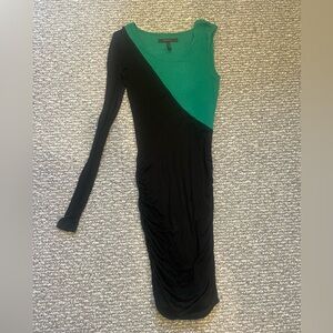 BCBG One Sleeve Black and Green Dress
